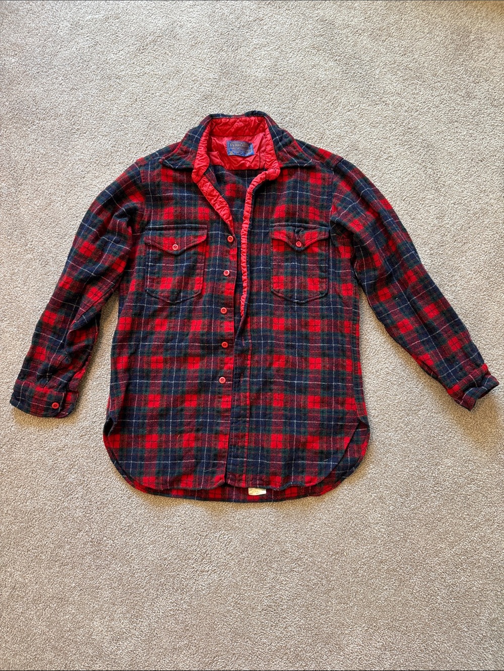 Pendleton Red and Black Plaid Quilted-Lined Women's Button-Down Shirt